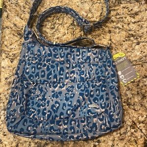 New Travelon Anti-theft Bag Purse Camo Blue Slash Proof Body and Straps